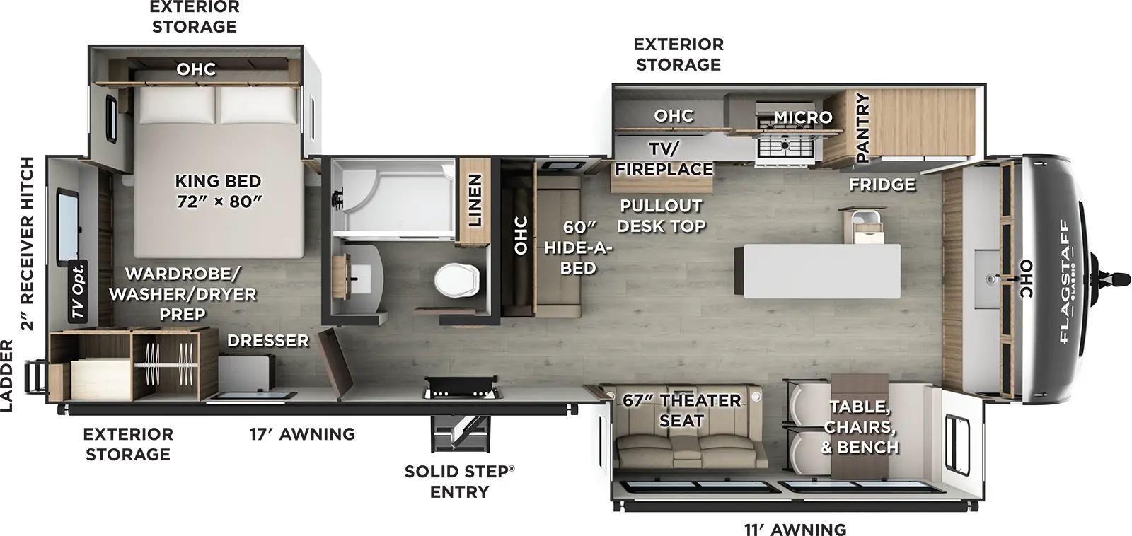 Flagstaff Classic Travel Trailers 832FK Floorplan